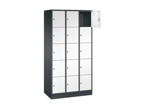 lockerkast,HxBxD 1950x920x500mm,3x5vakken,cil.-slot,sokkel