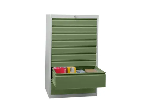 ladekast HxBxD 1200x715x600mm 9laden slot RAL7035 front RAL6011