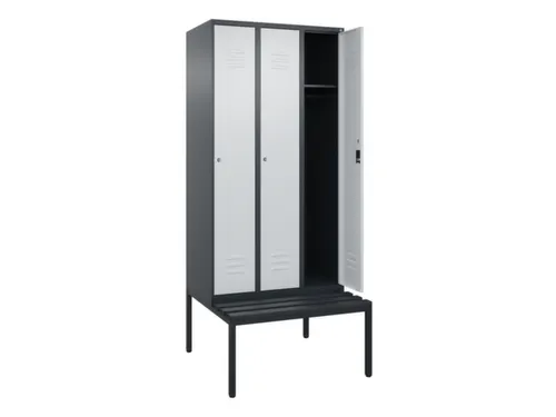 locker met bank,HxBxD 2120x900x815mm,3vak,vak B 300mm,cil.-slot