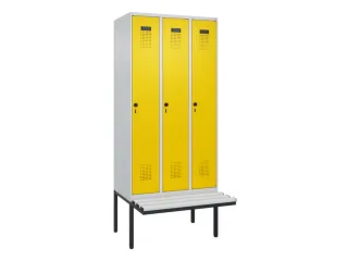 locker met bank,voor scheiding van kleding,HxBxD 2120x900x815mm,3vak - 2