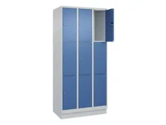 lockerkast,HxBxD 1950x900x500mm,3x3vakken,vak B 300mm,cil.-slot,sokkel