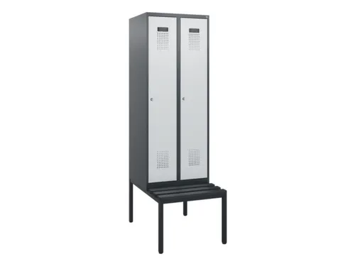 locker met bank,HxBxD 1950x600x815mm,2vak,vak B 300mm,cilinderslot