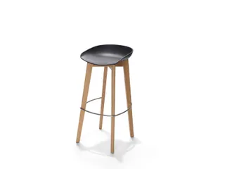 Barkruk Essentials Keeve PP vlakke zitting Zwart 4voeten Lichtbruin - 1