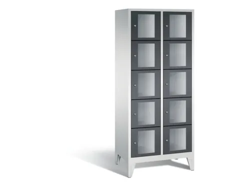 Lockerkast 1850x810x500mm 2x5 vakken Cilinderslot Poten, RAL7021