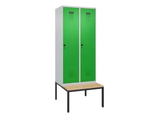 locker met bank,voor scheiding van kleding,HxBxD 2120x800x815mm,2vak - 2