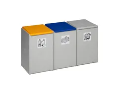 Afvalverzamelaar 3-voudig module HxBxD 570x1060x405mm 60 liter Grijs
