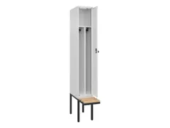 locker met bank,voor scheiding van kleding,HxBxD 2120x300x815mm,1vak