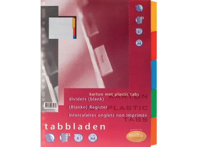 Tabbladen Multo economy A4 23-gaats 5-delig assorti