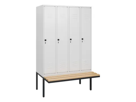 locker met bank,HxBxD 1950x1200x815mm,4vak,vak B 300mm,draaigrendel