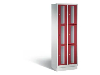 Lockerkast 1800x610x500mm 2x3 vakken Cilinderslot, Sokkel, RAL3003 - 2