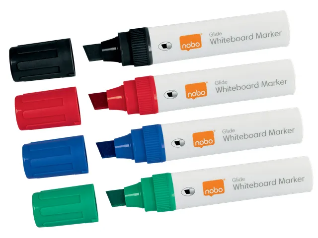 Viltstift Nobo whiteboard Glide schuin assorti 10mm 4st