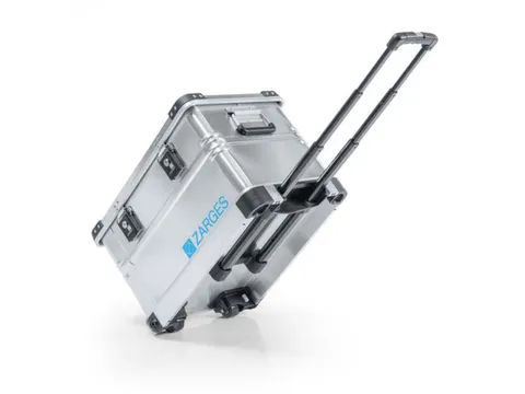 Transportkist Aluminium 60l 385x 600x 400mm 2wielen 3-delige Trekgreep