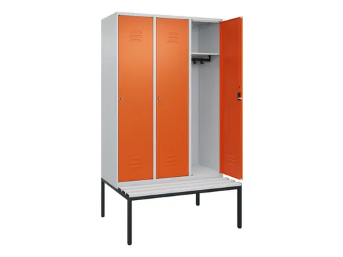 locker met bank,HxBxD 2120x1200x815mm,3vak,vak B 400mm,cil.-slot