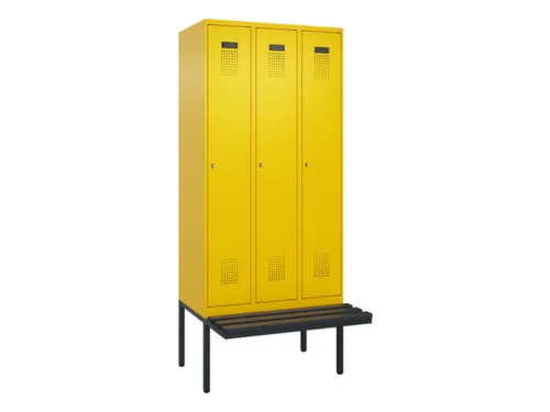 locker met bank,HxBxD 2120x900x815mm,3vak,vak B 300mm,cilinderslot