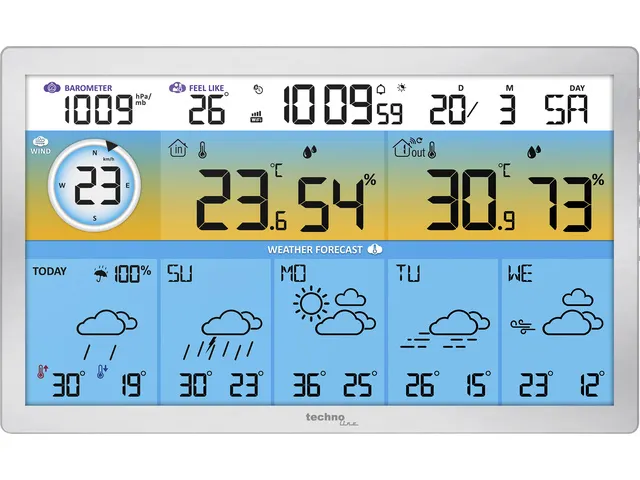Weerstation Technoline WD 2500 373x228x30mm zilver met 1 buitensensor