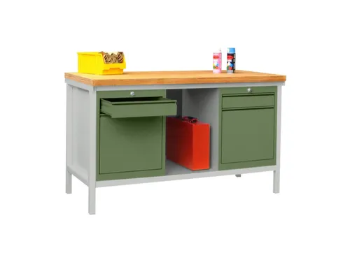 Werkbank 900x1500x700mm 4laden Frame/behuizing Ral7035 Front Ral6011