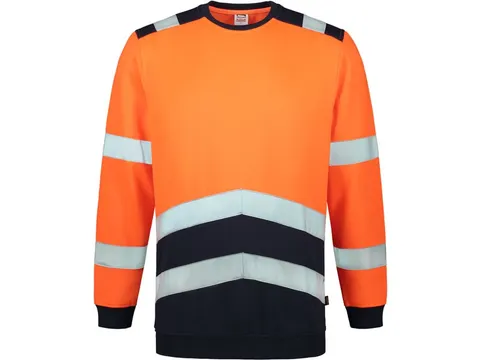 Tricorp 303004 sweater, fluo oranje/inktblauw, maat XS, per stuk