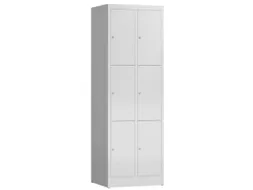 Lockerkast 1800x590x500mm 2x3 vakken cilinderslot, sokkel, RAL7035