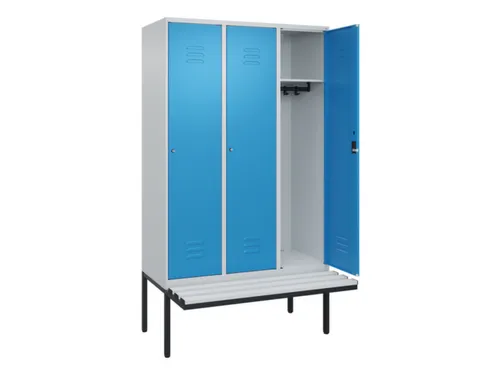 locker met bank,HxBxD 2120x1200x815mm,3vak,vak B 400mm,cil.-slot