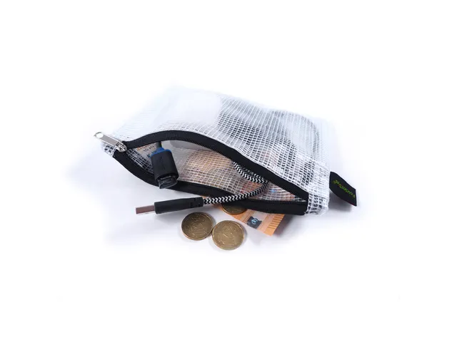 Trousse Foldersys A6 EVA transp sans PVC 2 comp fermeture éclair noir