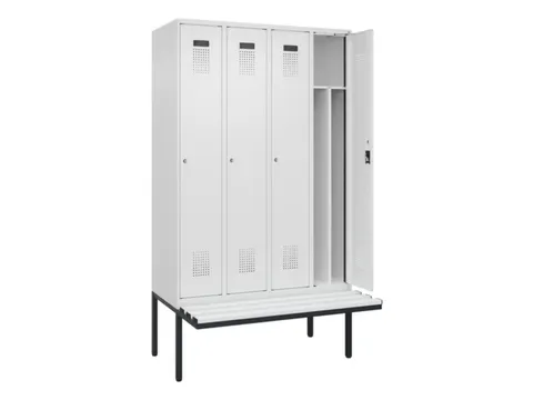 locker met bank,voor scheiding van kleding,HxBxD 2120x1200x815mm,4vak