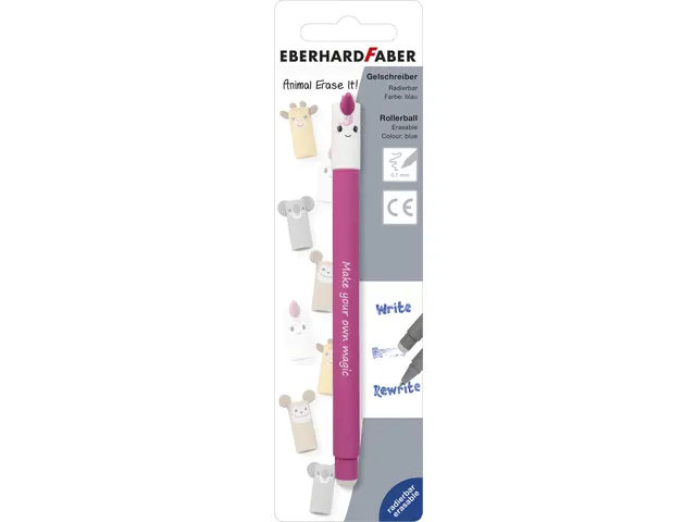 Stylo gel Eberhard Faber Animal Erase-It blister ass. couleur écritur