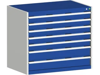 ladekast HxBxD 900x1050x750mm 7laden RAL7035 front RAL5010 - 1