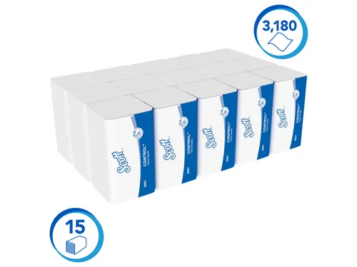 Handdoek Scott i-vouw 1-laags 21.5x31.5cm wit 15x212stuks 6663