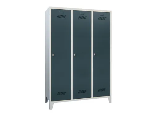 lockerkast,HxBxD 1850x1200x500mm,3vak,RAL7035,front RAL7016