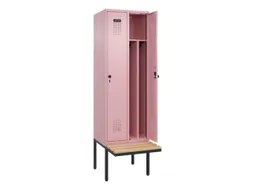 locker met bank,voor scheiding van kleding,HxBxD 2120x600x815mm,2vak