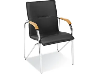 Beklede Stoel Leder en kunstleer Zwart 4Poten Beuken Armleuningen - 2