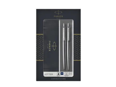 Stylo bille et portemine Parker Jotter Stainless Steel CT Medium 2 pi