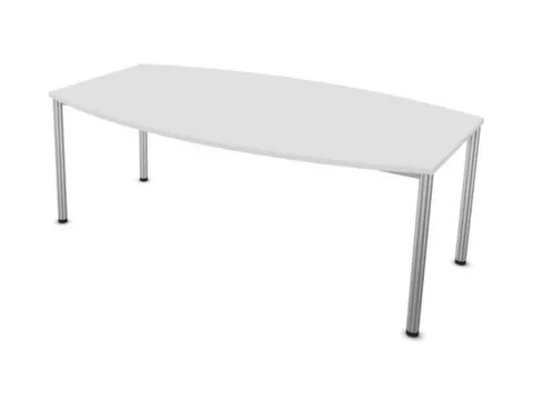 vergadertafel HxBxD 74x200x120cm vatvormig Bl-wit alu