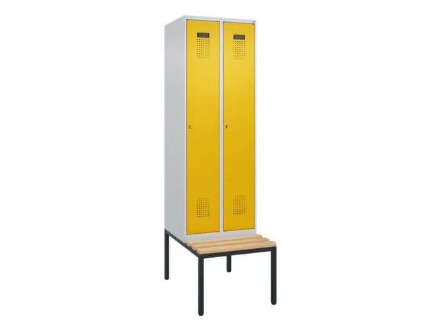 locker met bank,voor scheiding van kleding,HxBxD 2120x600x815mm,2vak