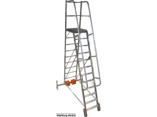verrijdbare treden-platformladder,eenzijdig,9trede(n),stand H 2,1m - 1
