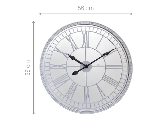 Spiegelklok - 56cm - Stille wandklok - Landelijk - Wit - NeXtime - "Cl