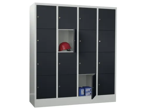 lockerkast,HxBxD 1850x1600x500mm,4x4vakken,RAL7035,front RAL7016