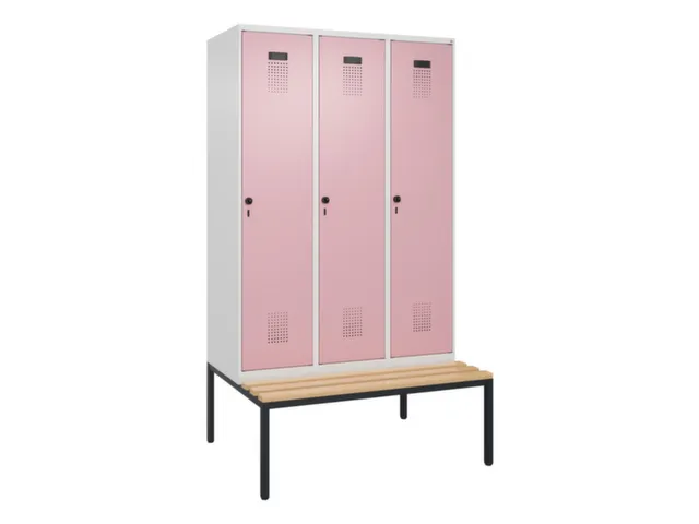 locker met bank,voor scheiding van kleding,HxBxD 2120x1200x815mm,3vak