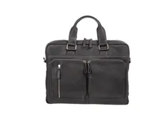 Laptop aktetas Alassio CAMPO. Zwart leer.