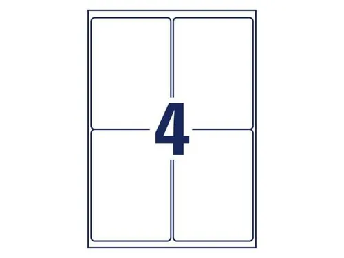 inkjetetiket Avery 99,1x139mm wit 25 vel 4 etiketten per vel