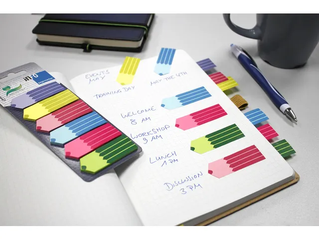 Marque-pages Info page marker 18x55mm 6x 25 pièces 6 couleurs