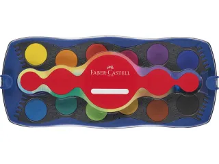 Waterverfdoos Faber-Castell 24 kleuren +1 tube wit Connector Blauw - 1