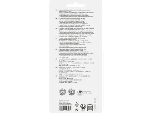Potloodset Faber-castell 9000 Jumbo 2b, 4b, Gum En Slijper