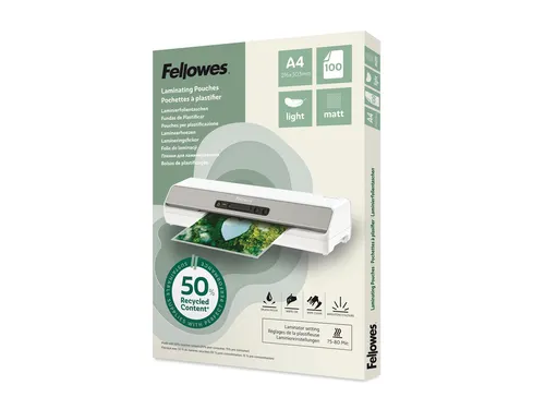 Lamineerhoes Fellowes A4 light 50% gerecycled mat 100stuks