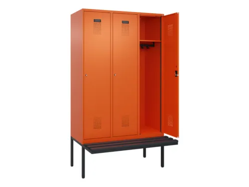 locker met bank,HxBxD 2120x1200x815mm,3vak,vak B 400mm,cilinderslot