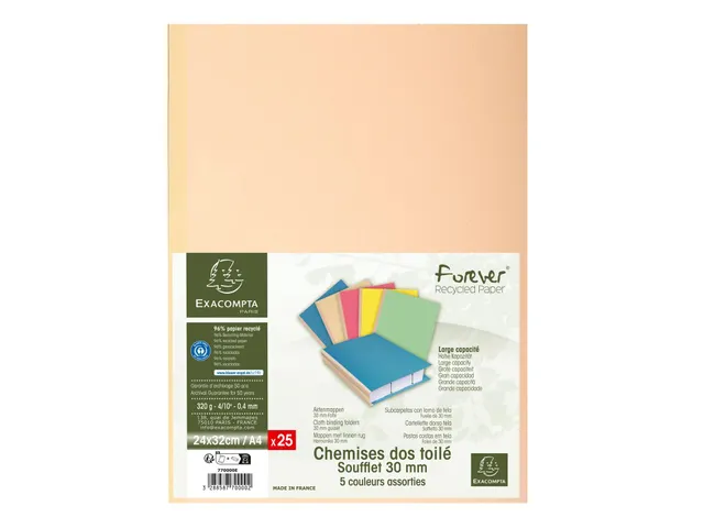 Mappen Met Linnen Rug Forever 320g/m2 -24x32cm- Assorti 25 Stuks
