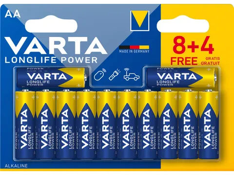batterij Longlife Power AA, blister van 8 + 4