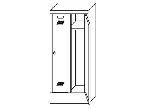 lockerkast v. kinderen,HxBxD 1600x630x500mm,2vak,RAL7035,front RAL3000