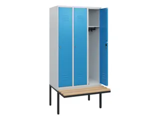 locker met bank,HxBxD 1950x900x815mm,3vak,vak B 300mm,cil.-slot - 2
