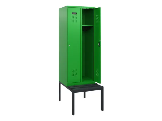 locker met bank,HxBxD 1950x600x815mm,2vak,vak B 300mm,cilinderslot